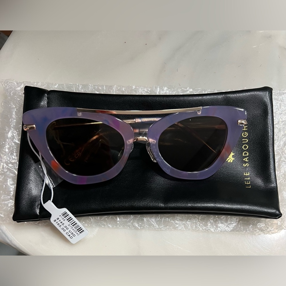 NWT LELE SADOUGHI ORCHID CAT EYE AVIATOR SUNGLASSES